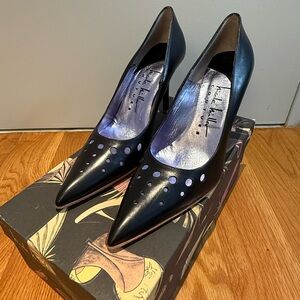 Brand New in Box Nicole Miller Couture Black Leather 3.5 Inch Pumps Size 6